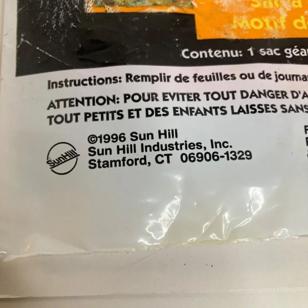 Vintage Sunhill Deluxe Giant Stuff a Pumpkin Leaf Bag‎ w cat 56 x 60